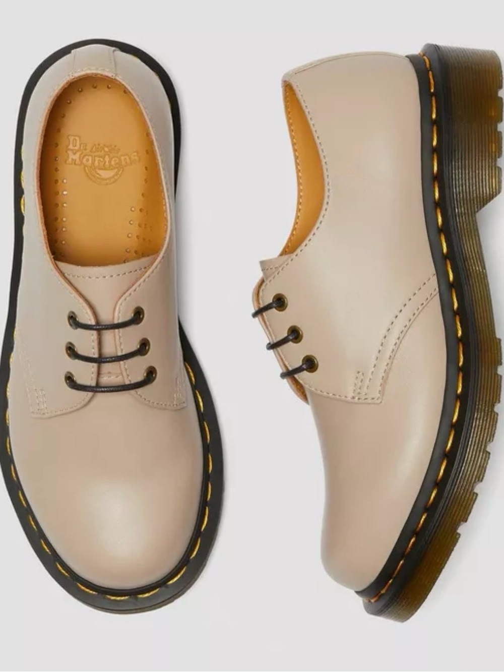 Dr Martens 3-Eye Lace Oxford Brown Taupe Sz 8 Womens